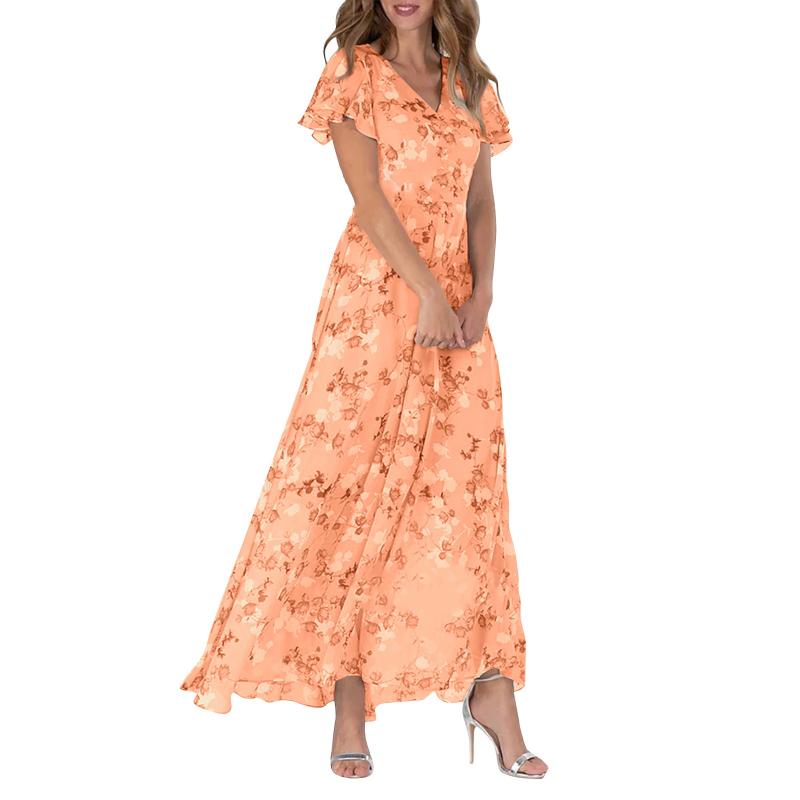 Women's Maxi Dress Floral Butterfly Sleeves