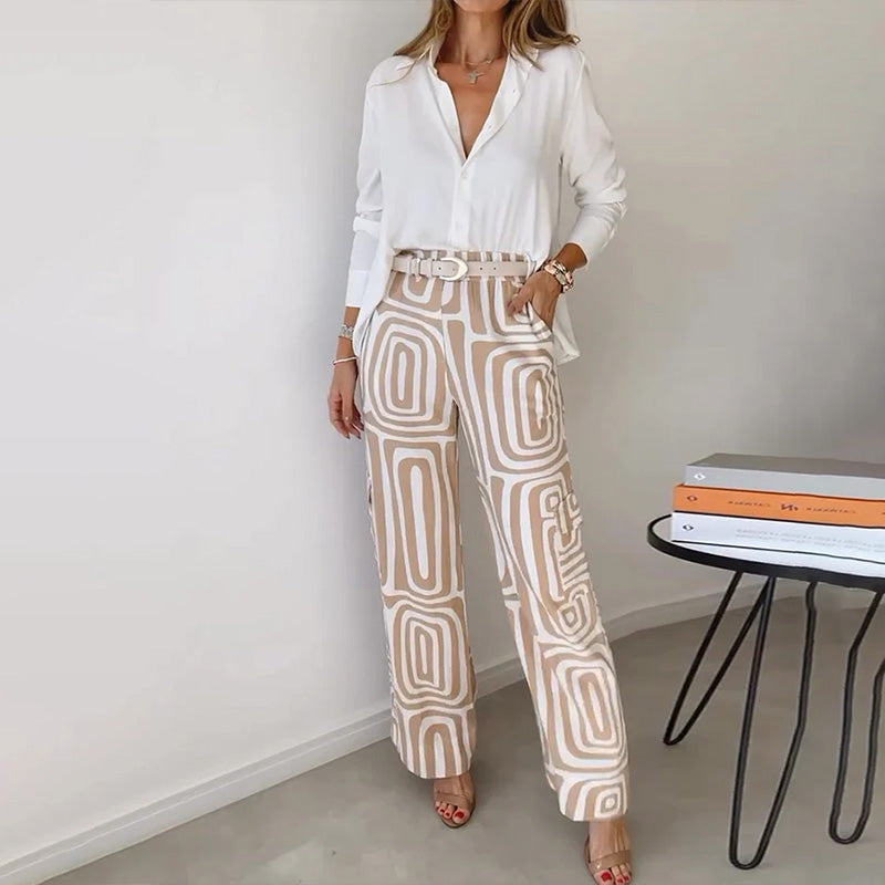 Women's Two Piece Straight Leg Pants Set - VibreMode