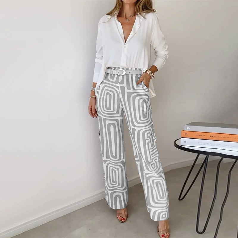 Women's Two Piece Straight Leg Pants Set