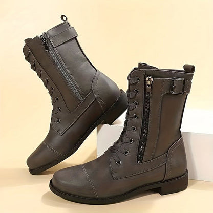 Lace-Up Ankle Combat Boots for Women