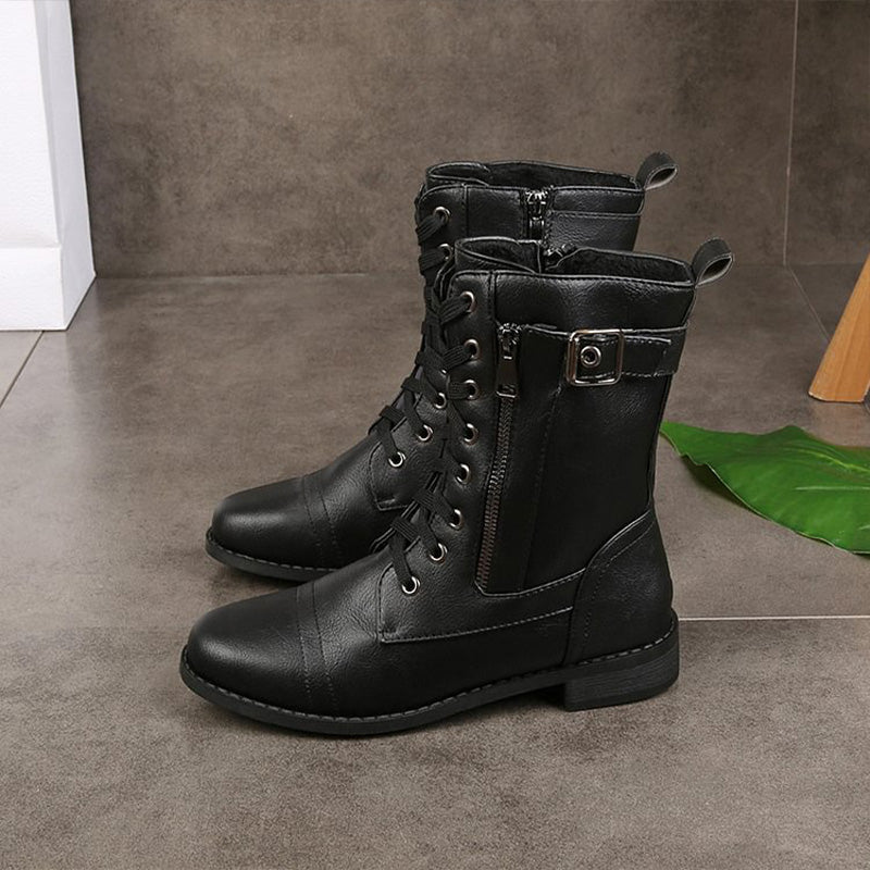 Lace-Up Ankle Combat Boots for Women