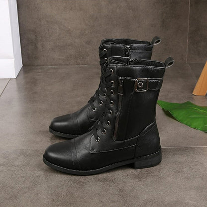 Lace-Up Ankle Combat Boots for Women