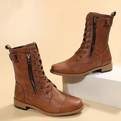 Lace-Up Ankle Combat Boots for Women