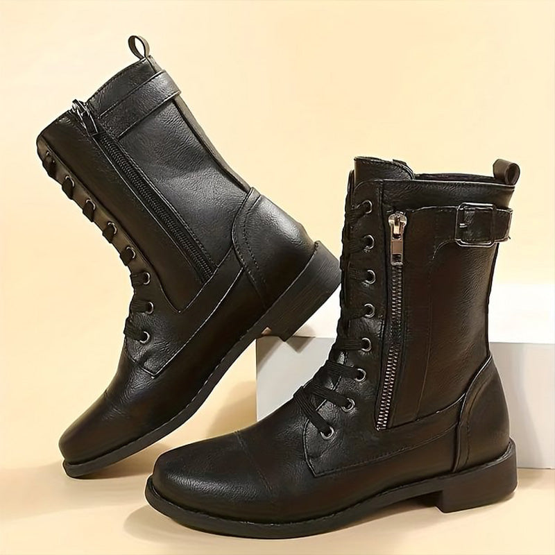 Lace-Up Ankle Combat Boots for Women