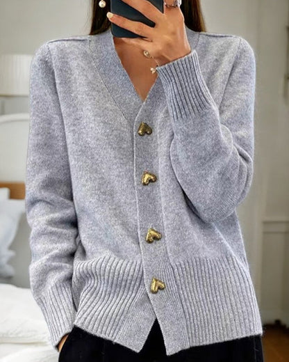 Women's Long Sleeve Cardigan Button Front Straight Cut