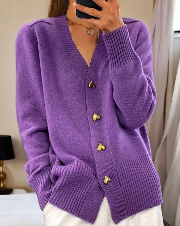 Women's Cardigan Heart Buttons