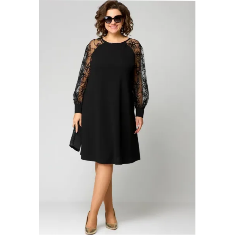 Women's Lace Sleeve Midi Dress