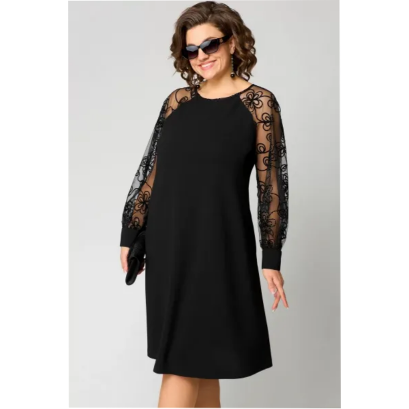 Women's Lace Sleeve Midi Dress