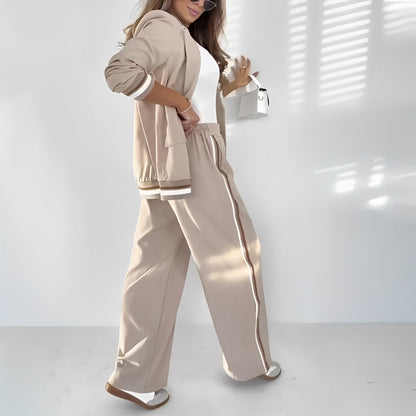 Women's Blazer Jacket And Wide Leg Pants Set