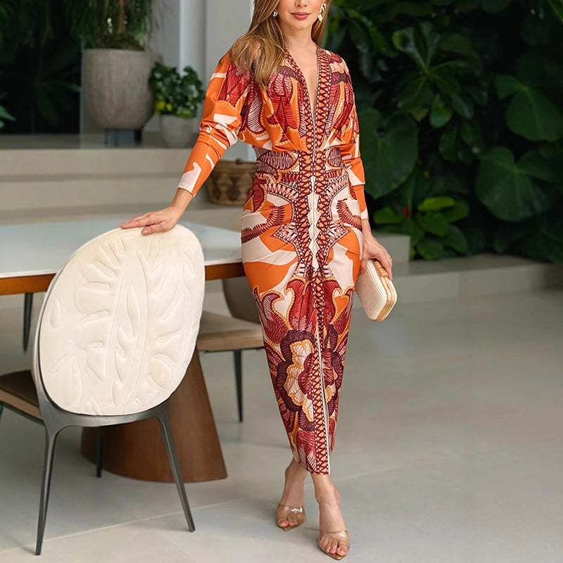 Trendy Floral Long Sleeve Dress