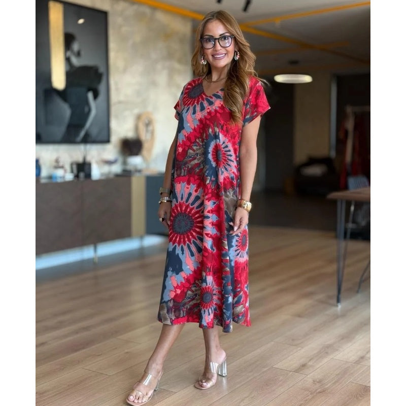 Relaxed Fit Floral Long Sleeve Maxi Dress
