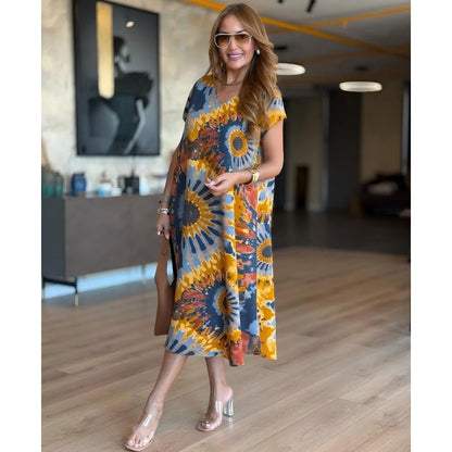 Relaxed Fit Floral Long Sleeve Maxi Dress