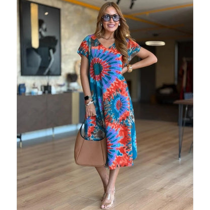Relaxed Fit Floral Long Sleeve Maxi Dress