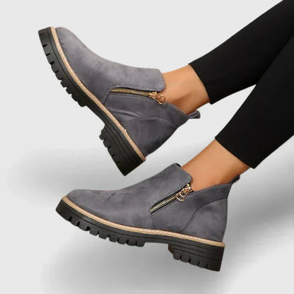 Thick Buckle Low Heel Boots