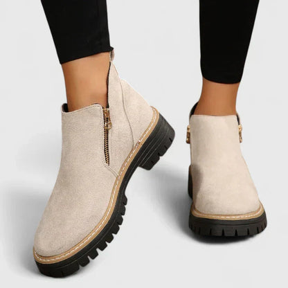 Thick Buckle Low Heel Boots
