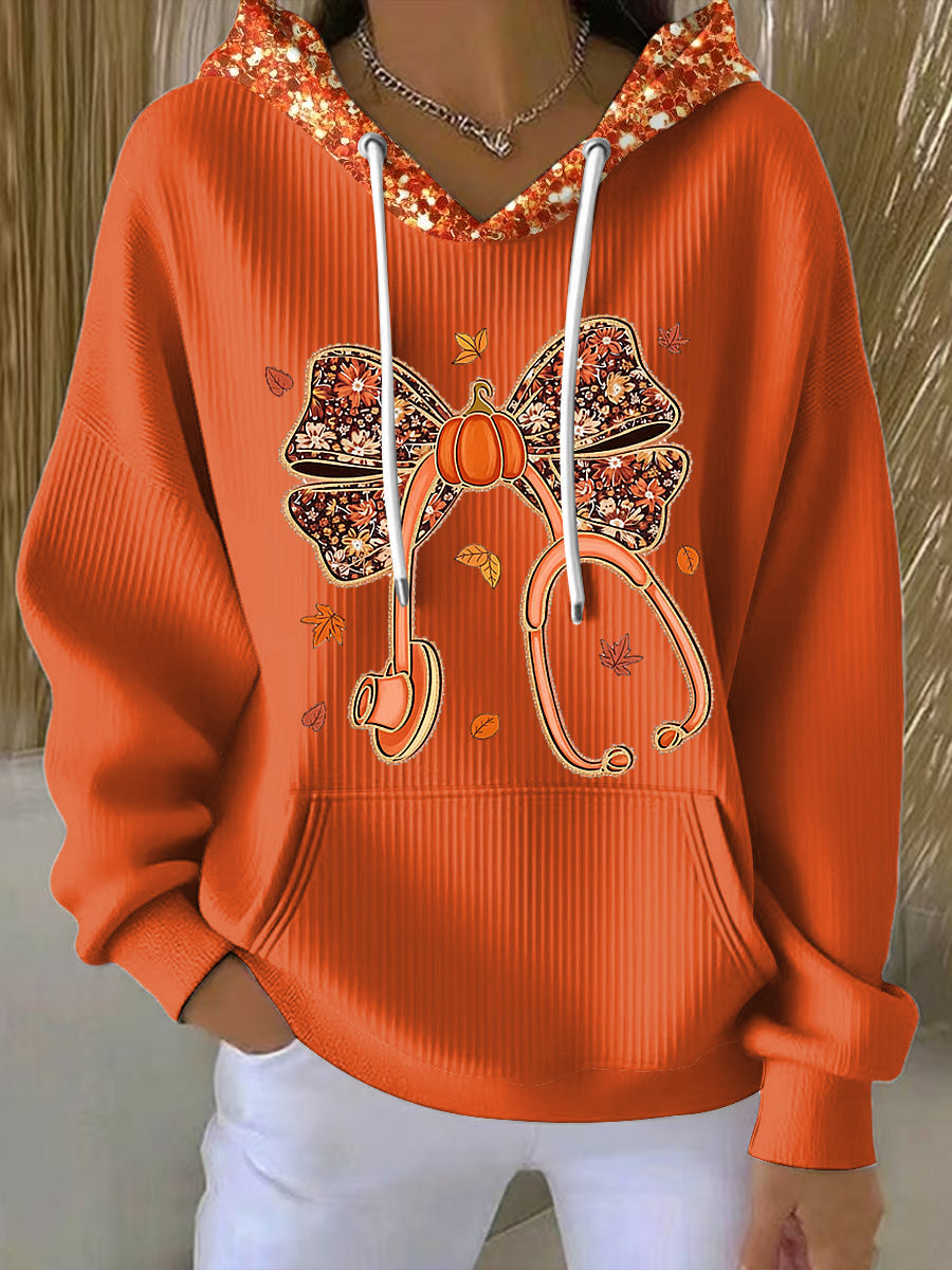 Women's Sparkling Hoodie Bow Detail - VibreMode