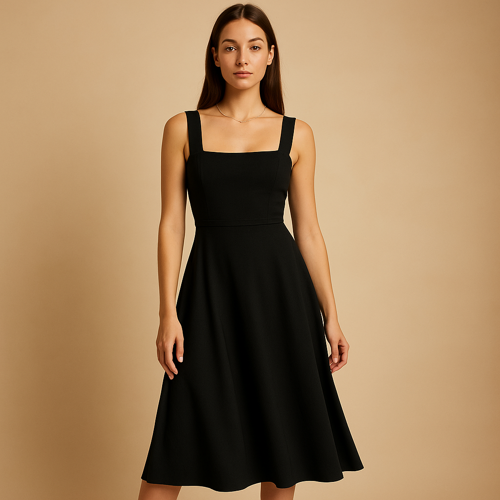 Women's Square Neck Midi Dress - VibreMode