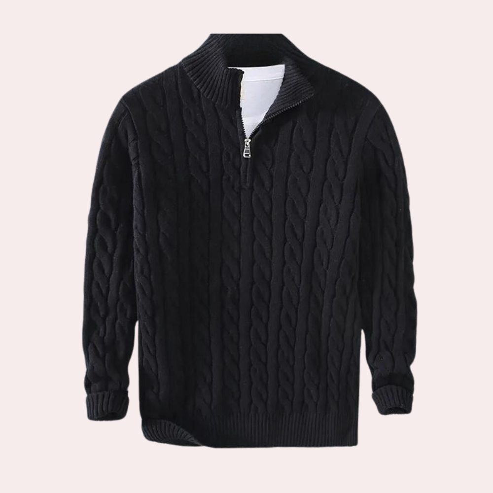 Image of Stan | Men's Quarter-Zip Cable Knit Sweater