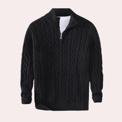 Image of Stan | Men's Quarter-Zip Cable Knit Sweater
