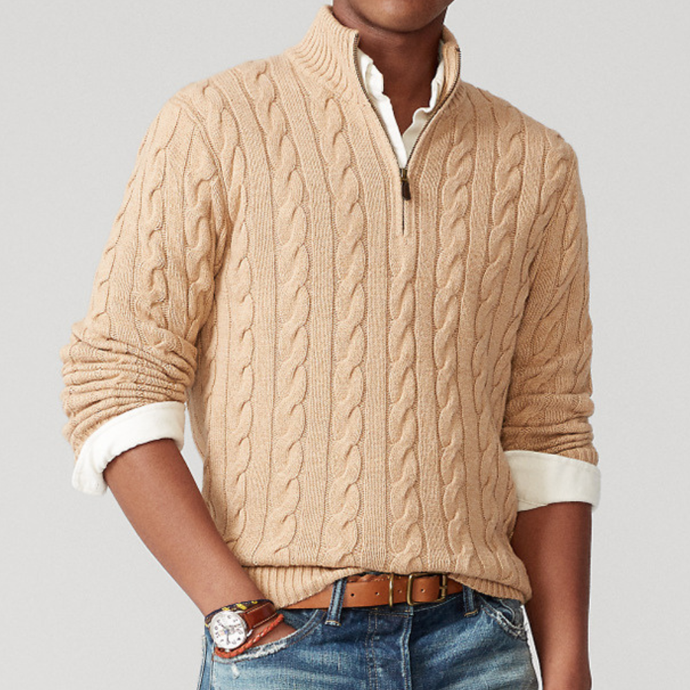 Image of Stan | Men's Quarter-Zip Cable Knit Sweater