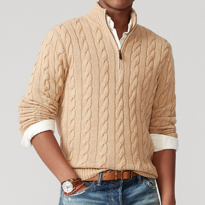 Image of Stan | Men's Quarter-Zip Cable Knit Sweater