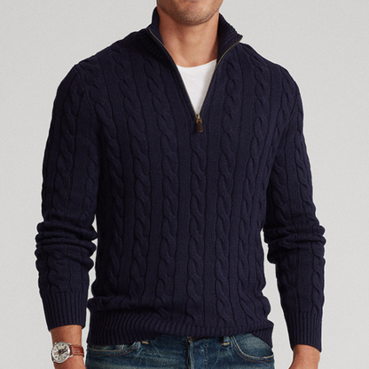 Image of Stan | Men's Quarter-Zip Cable Knit Sweater