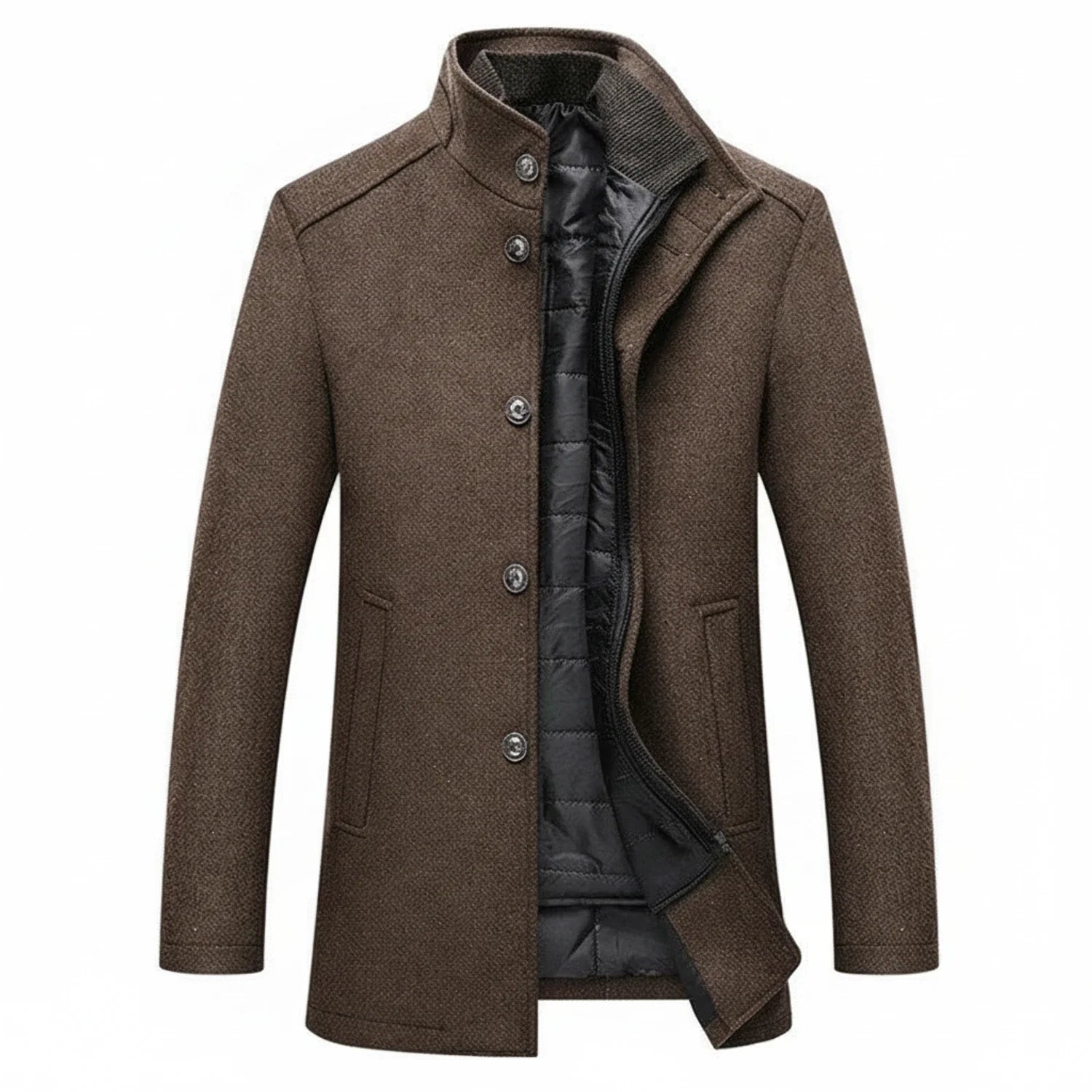 Men's Mid-Length Winter Coat Stand Collar - VibreMode