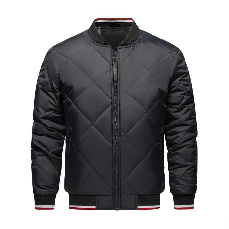 Men's Quilted Bomber Jacket Diamond Pattern - VibreMode
