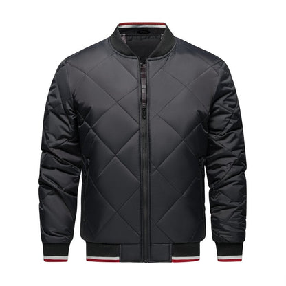 Men's Quilted Bomber Jacket Diamond Pattern - VibreMode