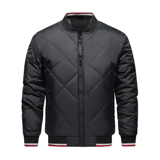 Men's Quilted Bomber Jacket Diamond Pattern - VibreMode