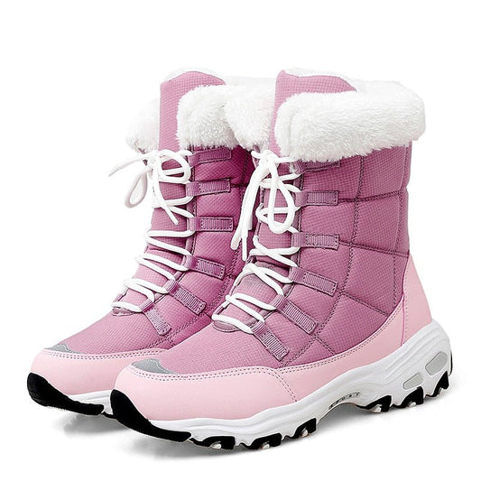 Warm Waterproof Insulated Snow Boots - Pink - VibreMode