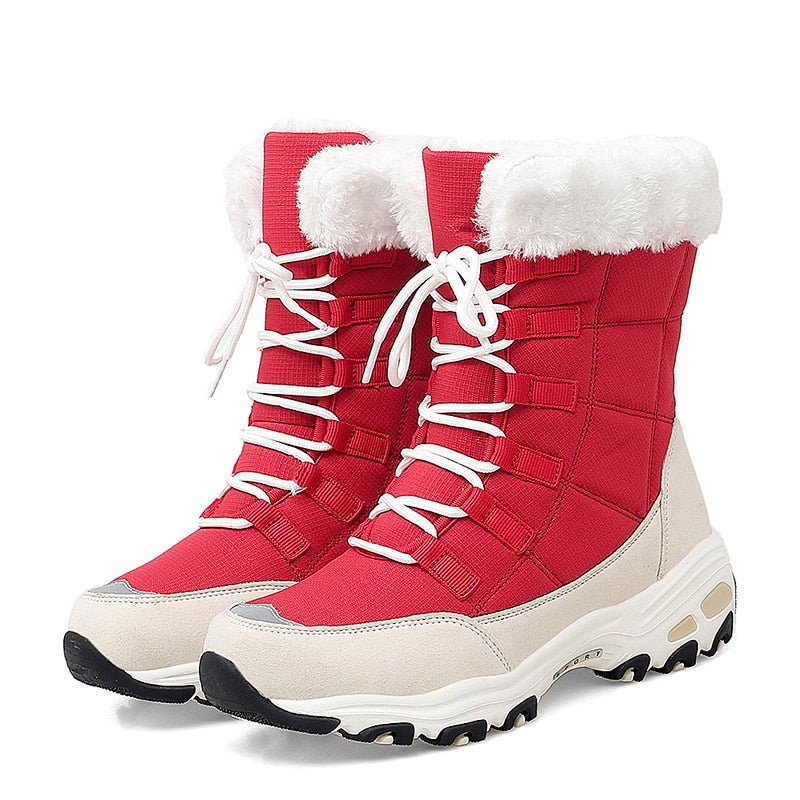 Warm Waterproof Insulated Snow Boots - Red - VibreMode