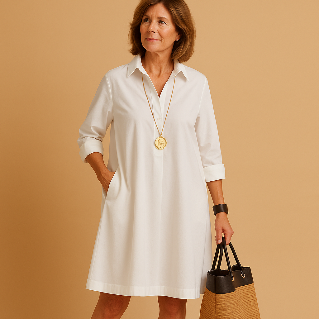 Women’s stretch polo dress with classic collar and fitted silhouette, ideal for office wear, daily outfits and smart-casual occasions.