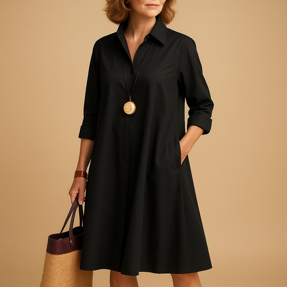 Women’s stretch polo dress with collar and fitted silhouette, perfect for work, daily wear, and smart-casual occasions.