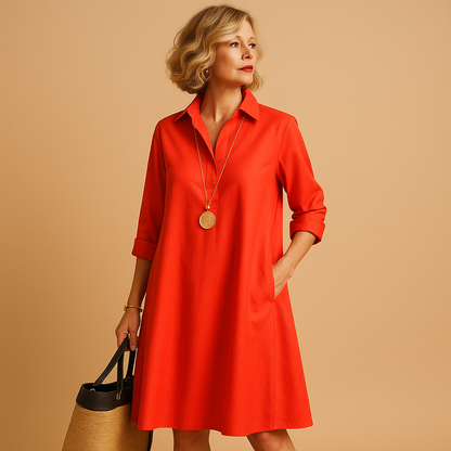 Women's Polo Collar Dress Stretchy - VibreMode