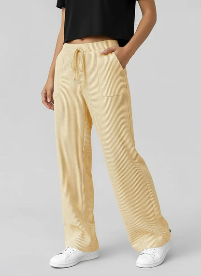 Women's Striped Wide Leg Pants - VibreMode