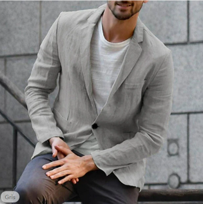 Men's Single-Breasted Blazer Casual Navy Blue - VibreMode