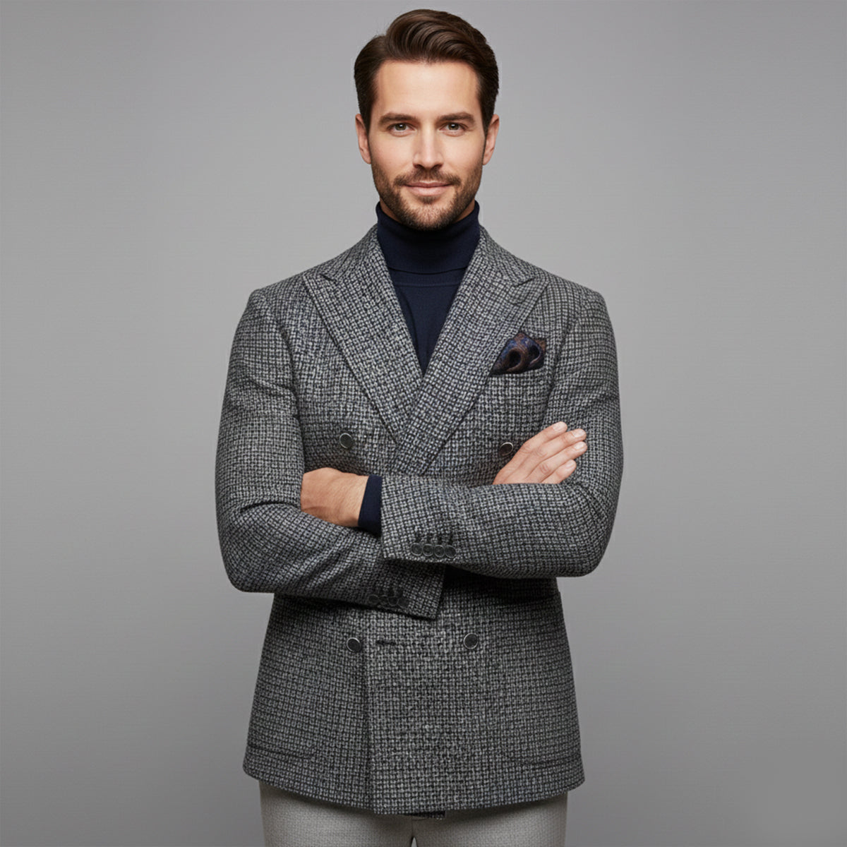 Men's Plaid Blazer Jacket Checked Double Breasted