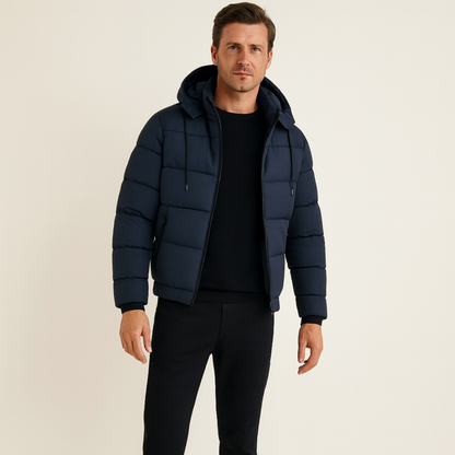 Men's Puffer Jacket Warm Elegant Down Black