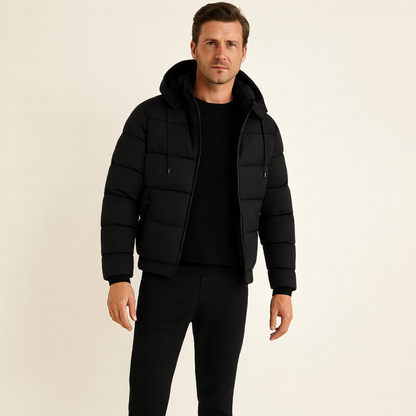 Men's Puffer Jacket Warm Elegant Down Black