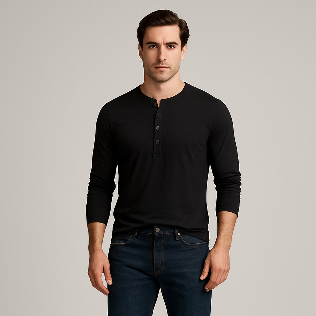 Men's Cotton Long Sleeve Polo Shirt