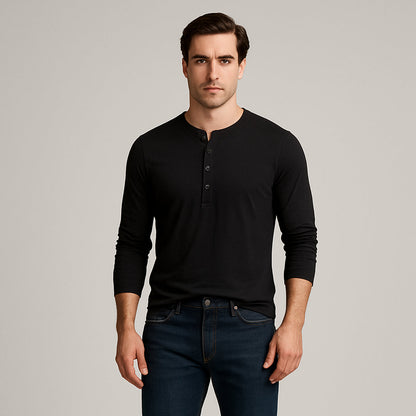 Men's Cotton Long Sleeve Polo Shirt