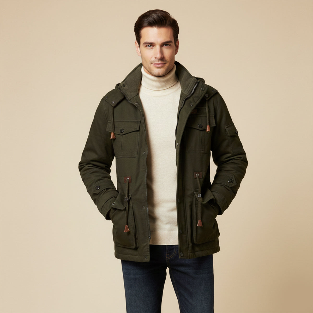 Fenwick Men's Hooded Winter Jacket Thick Plush Lining