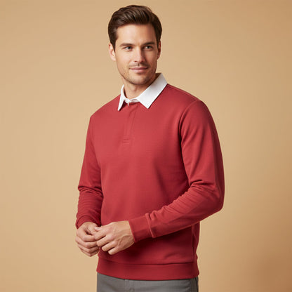 Men's Long Sleeve Polo Classic Knit Shirt