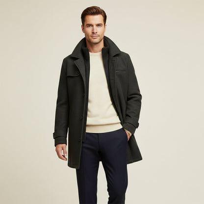 Men's Waterproof Long Jacket Adjustable Cuffs