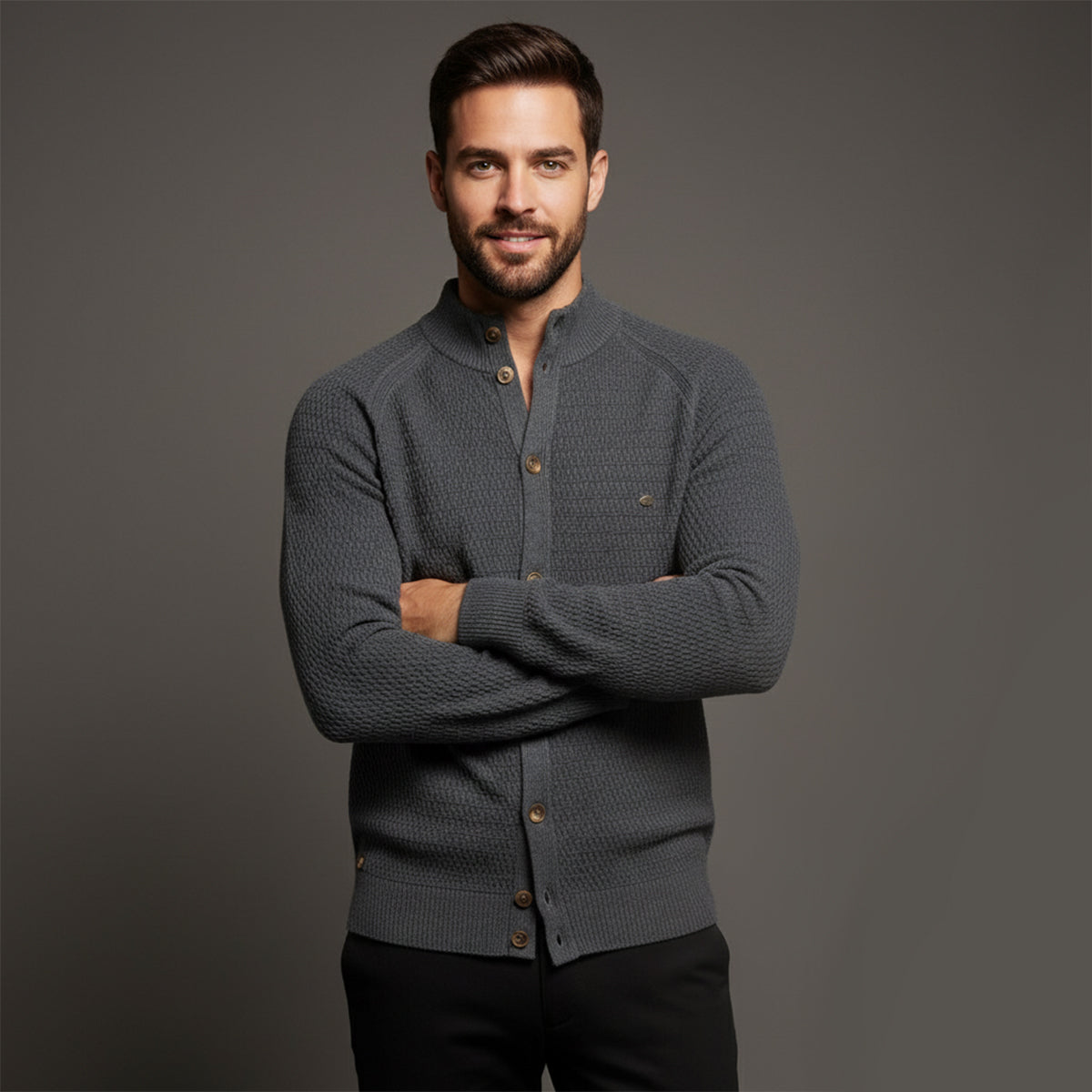 Men's Knitted Cotton Cardigan Button Up Casual