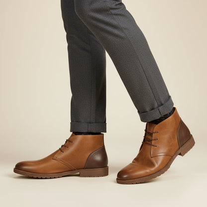 Elder Pine Men's Leather Smart Boots Vintage Style