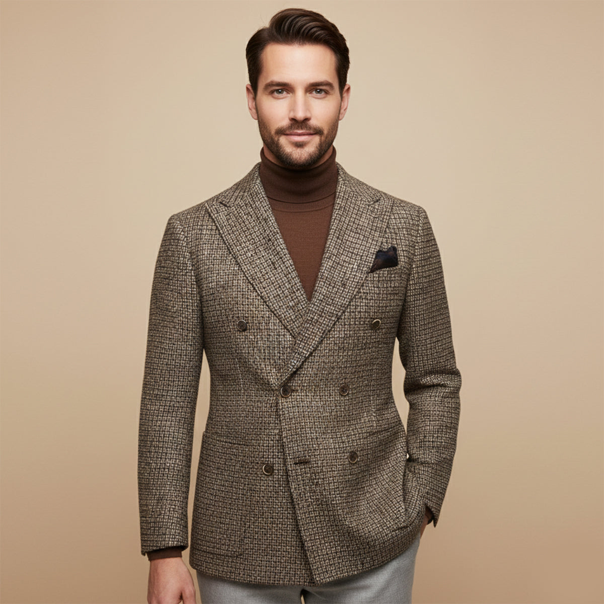Men's Plaid Blazer Jacket Checked Double Breasted
