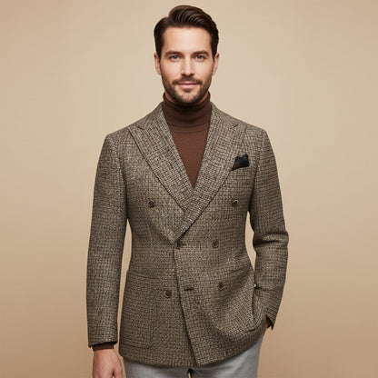 Men's Plaid Blazer Jacket Checked Double Breasted