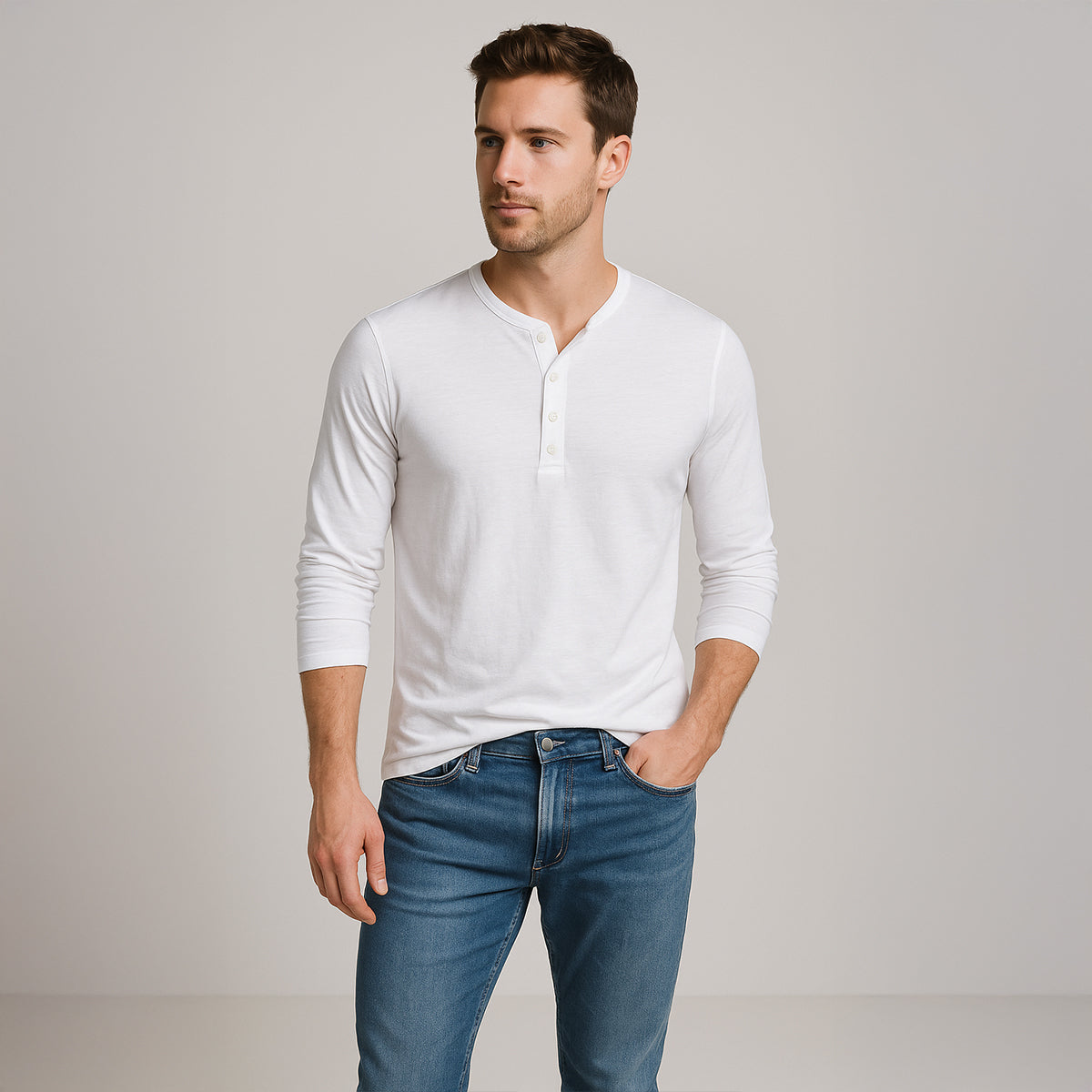 Men's Cotton Long Sleeve Polo Shirt